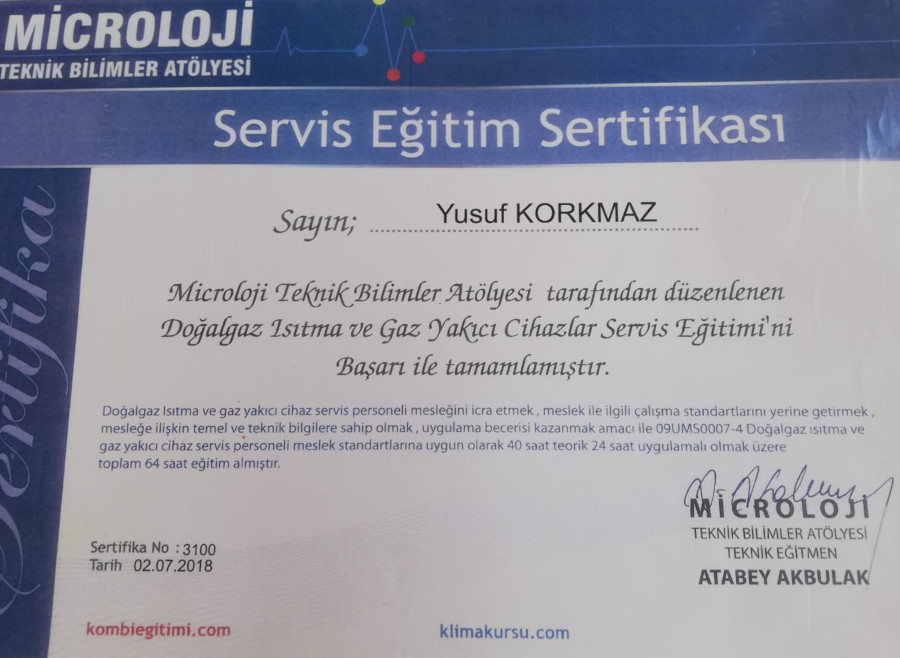 iklimlendirme tesisatı yetki sertifikası 1